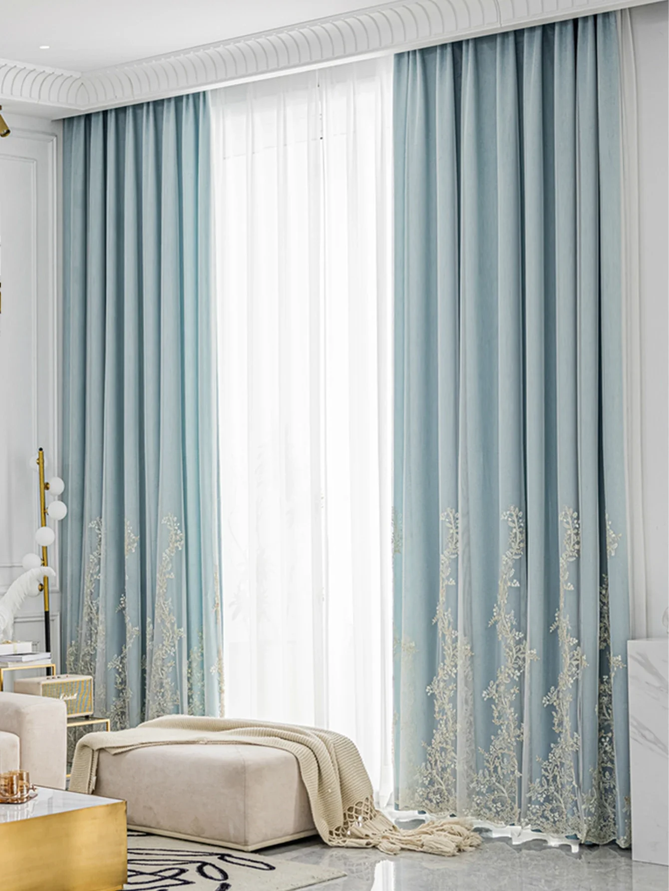

Full Blackout Curtain Double-layer Gauze Bedroom Girl Style Dream Curtain Living Room Heat Insulation And Sun Protections