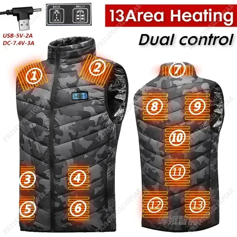 13 Area Heating vest Jacket Fashion Men Women Coat Intelligent USB Electric Heating Thermal Warm Clothes Winter Heated Vest 2024