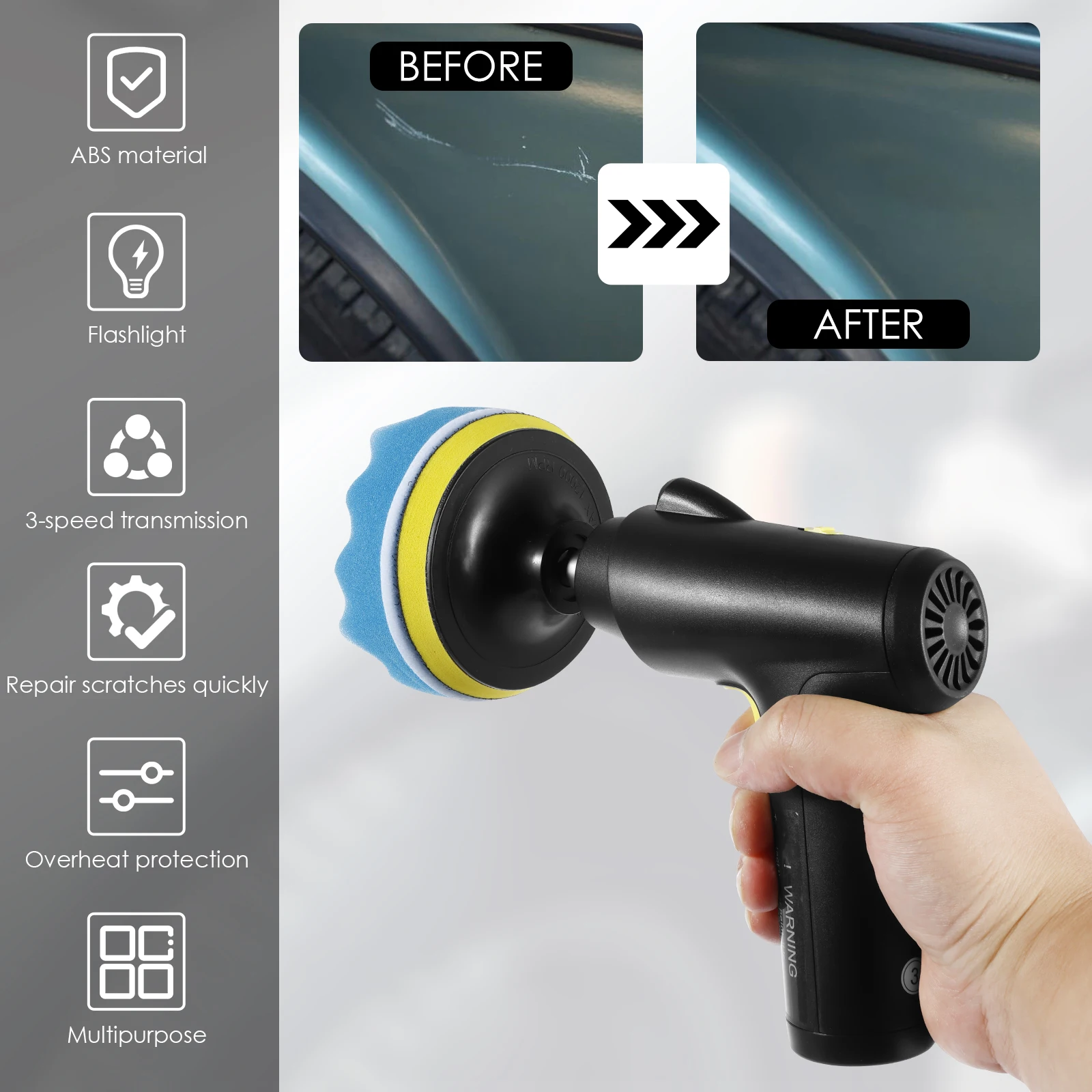 Portable Car Polisher 3 Variable Speed Car Polishing Waxing Machine Power Tool 4000mah Extra Large Battery Wireless Polisher