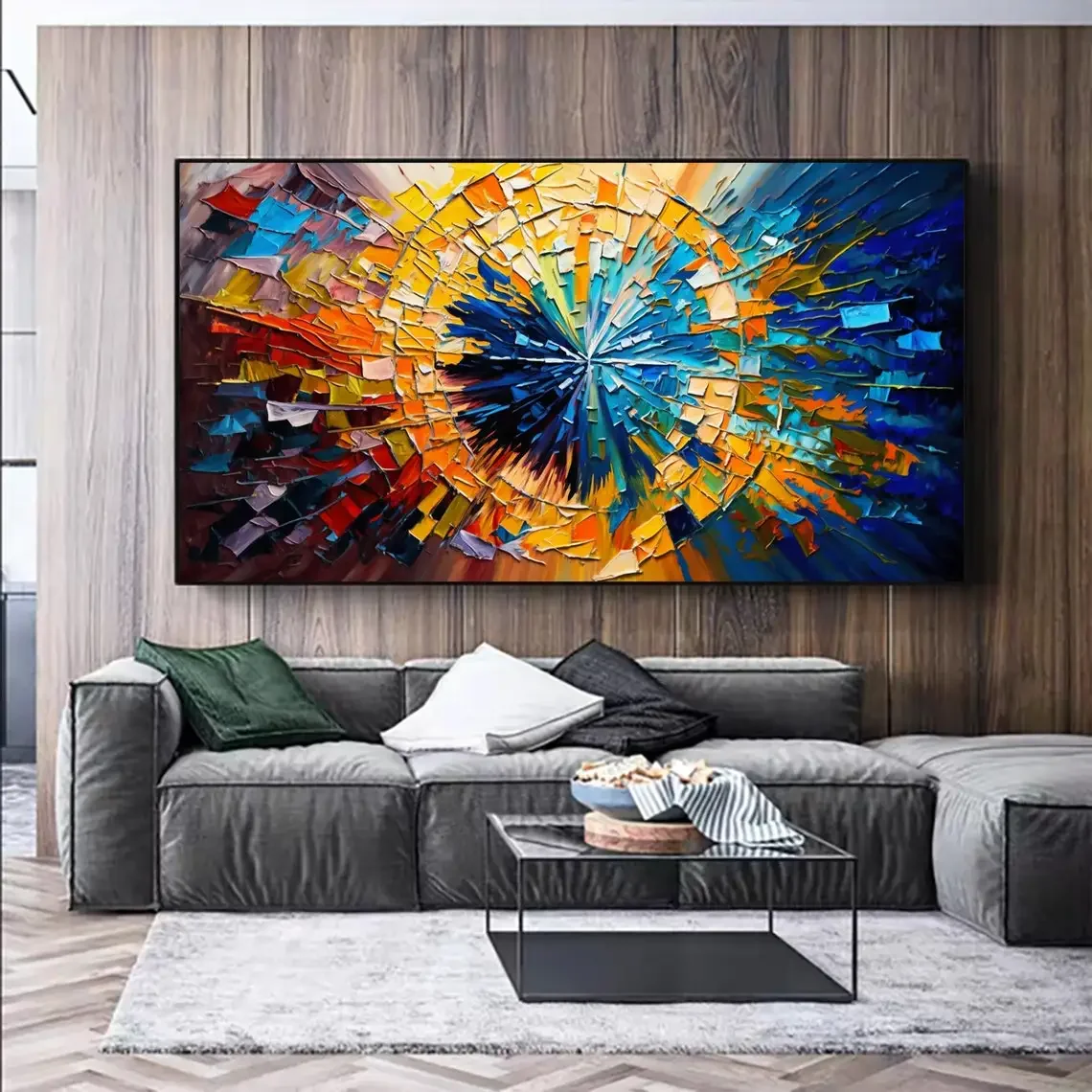 Scandinavian Abstract Wall Art Colorful Canvas Oil Painting HD Poster Print Texture Hand Painted Home Bedroom Living Room Decor