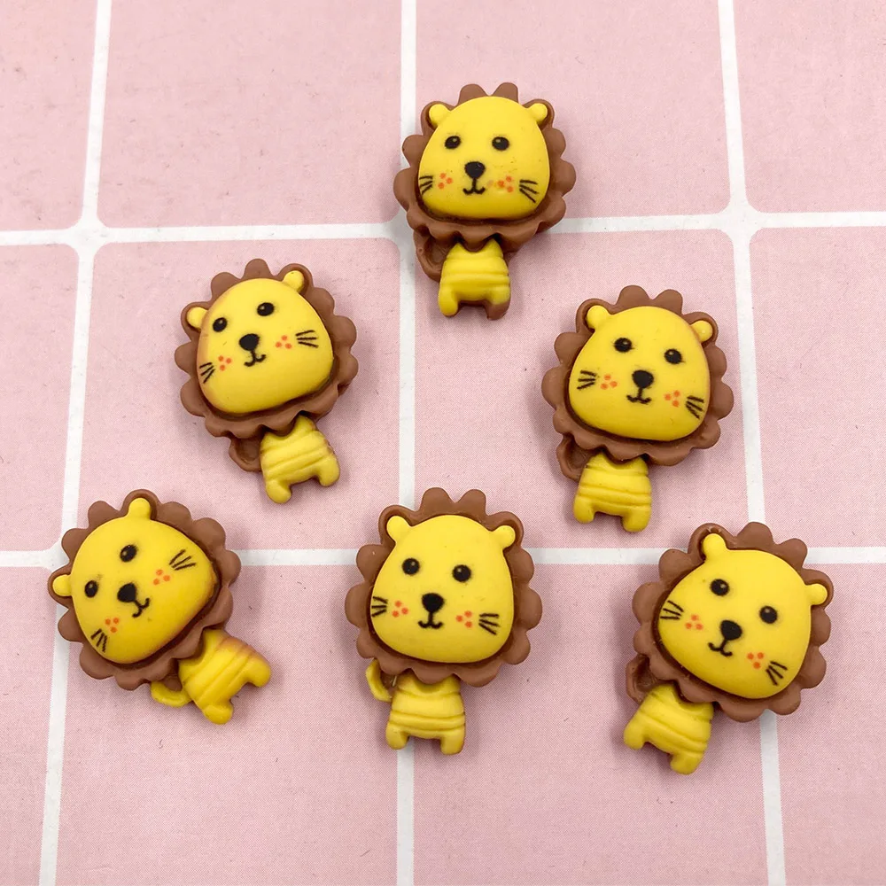 30Pcs Kawaii Resin Lion Flatback Cabochon For Hair Center Scrapbooking Decoration Craft DIY Embellishments Fit Phone Deco Parts