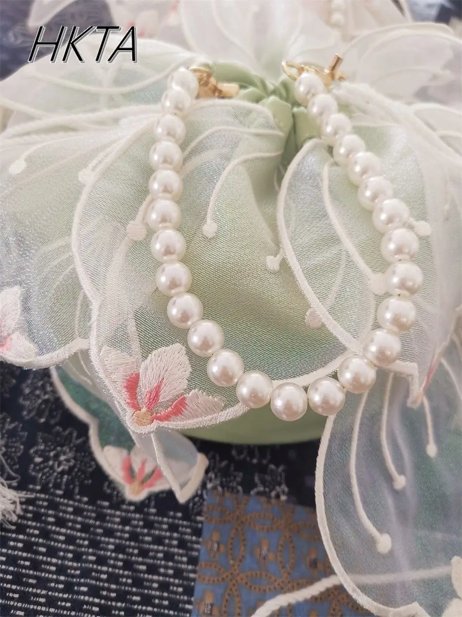 Lolita Original Design New Hanfu with Lotus Bag Girls Lolita Antique Embroidered Portable Bucket Bag Chinese Style Sweet Bags