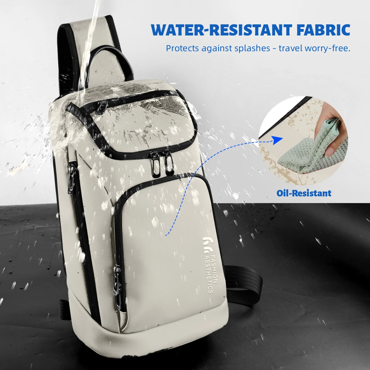 HcanKcan Casual Hiking Shoulder Bag For Man Water Resistant Work Sling Chest Bag Portable Travel Pack Male Crossbody Cycling Bag view 5