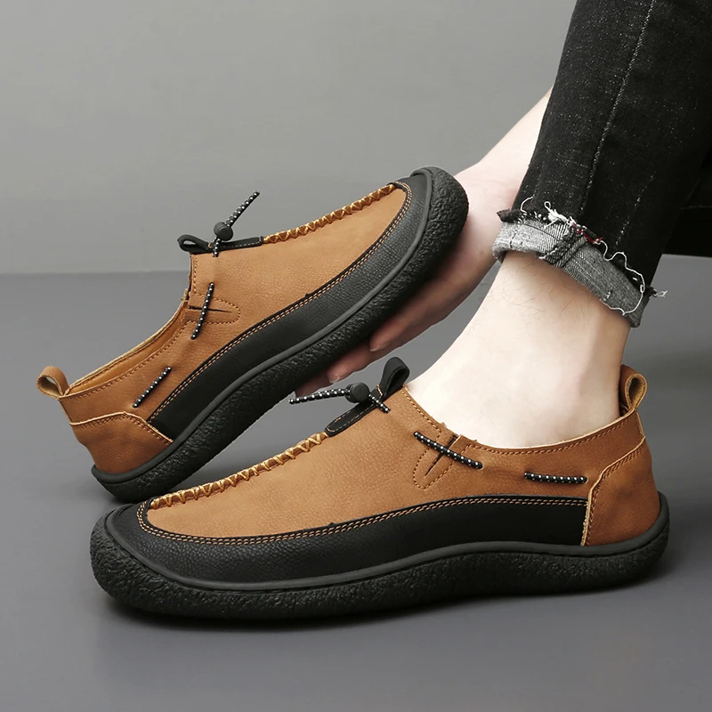 

Men Leather Casual Shoes Breathable Loafers Men Sneakers New Male Comfortable Leather Flat Footwear Sneakers Men Shoes size 47