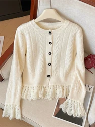 Women Apricot Cardigan Christmas Sweater Harajuku Vintage Korean Y2k Long Sleeves Cashmere Sweaters Jumper 2000s Clothes Autumn