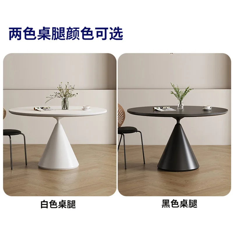 Slate dining table Cream style round table Modern simple pure white