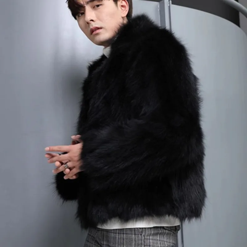 Men's Winter Tops Coat Faux Fur Eco Thickened Warm Vintage Simple Comfortable Loose Casual Design Fashion Soft Niche Versatile