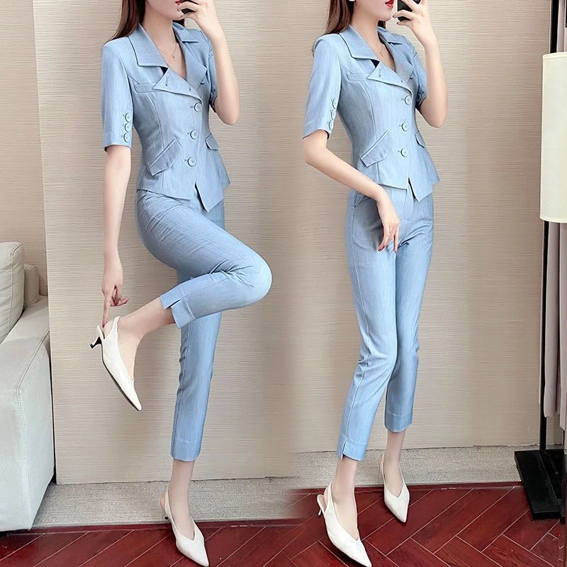 

High Women's Summer Thin Style Short Sleeve Small Two Piece plus Size Clothes for Women Pant Sets