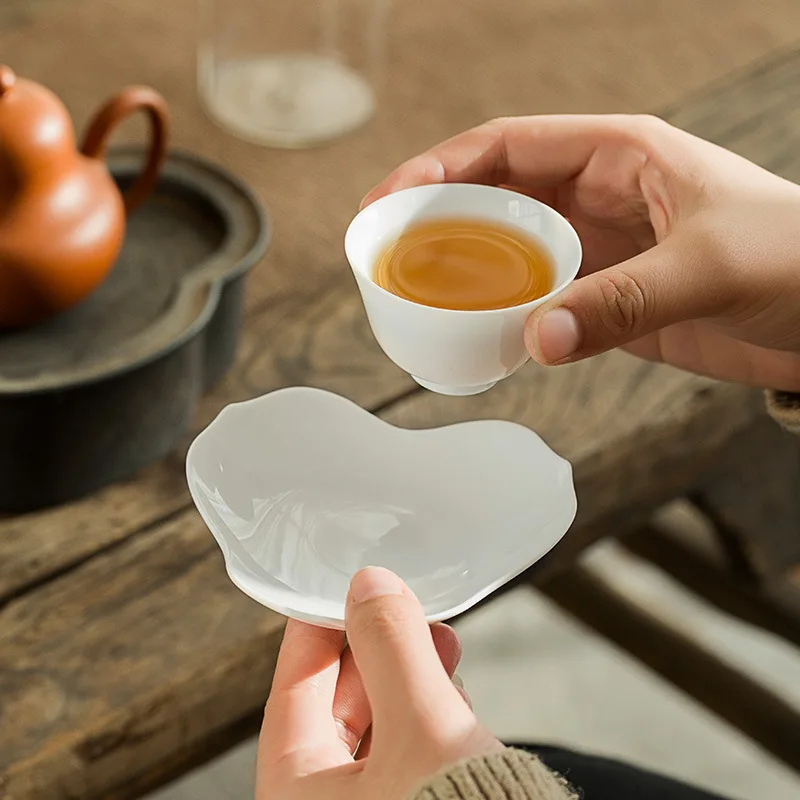 Sweet White Handmade Kung Fu Tea Cup Egg-Shell Porcelain Master Cup White Porcelain Single Cup Small Teacup Coaster