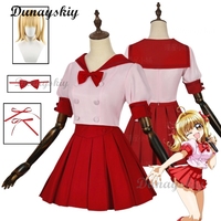 Mermaid Melody Pichi Pichi Pitch Nanami Ruchia Cosplay Costume Wig Anime Nanami Luchia School Pink Red Uniform Dress Halloween