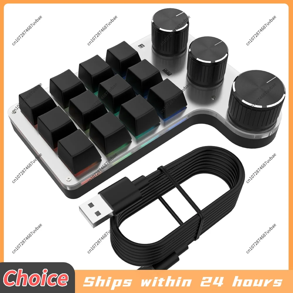 Programming Macro Custom Mechanical Keyboard RGB 12 Keys 3 Knob Copy Paste Mini Button Photoshop Gaming Keypad Hotswap Macropad