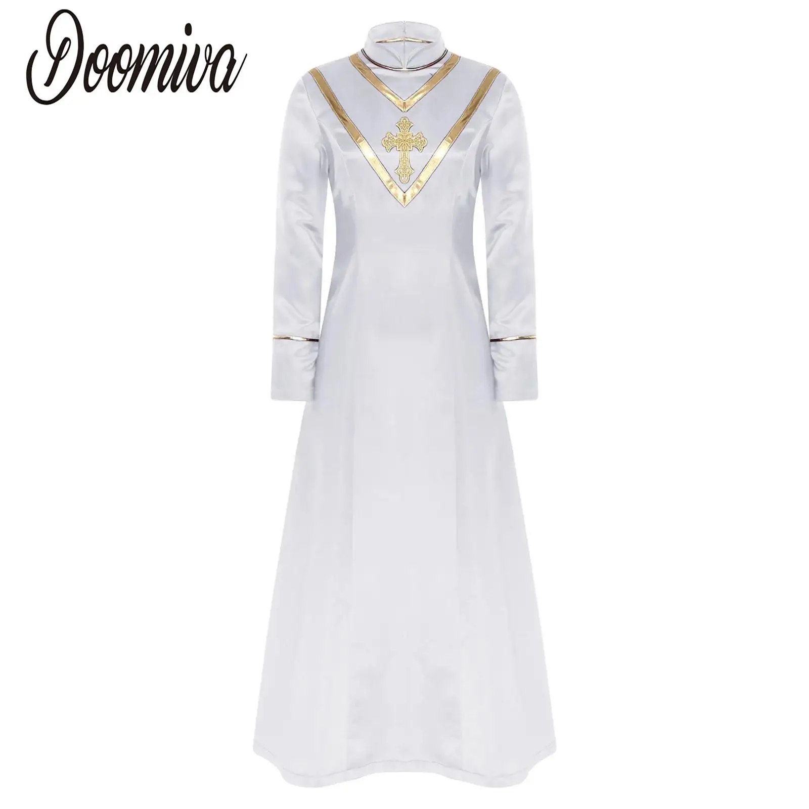 

Women Praise Lyrical Robe Dance Dress Worship Liturgical Performance Costume Church Choir Church Clergy Halloween Role Play Suit