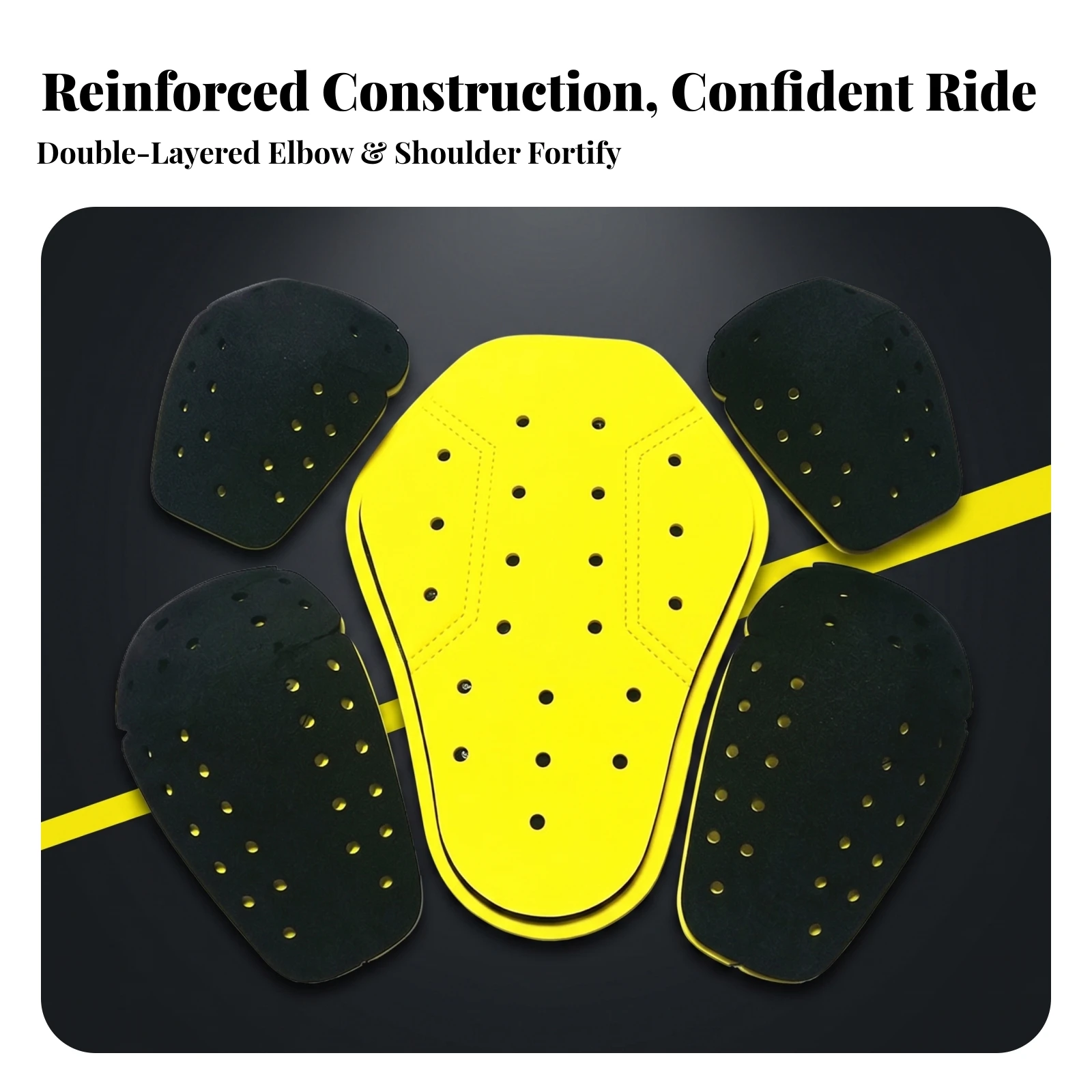 5 Pieces Motorbike Protector Inserts Removable Layered Riding Protective Pads Shoulder Elbow Back Protectors Motorcycle Pad Set