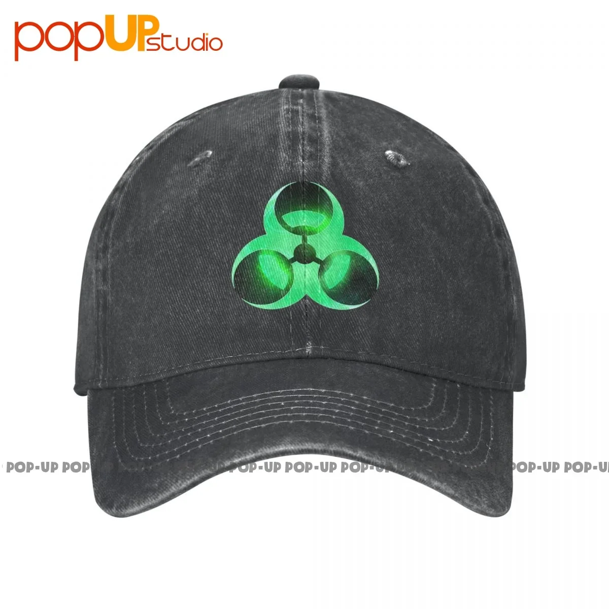 Biohazard Toxic Waste Symbol Green Cool Danger Warning Radioactive Logo Washed Denim Baseball Cap Trucker Hats Premium