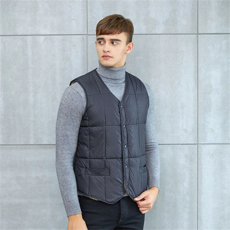 Winter Men Fleece Warm Vest With Pocket Autumn Male Business Casual Thicken Waistcoat New Sleeveless Jacket