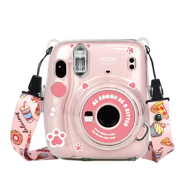 Crystal Shell With Sticker Transparent Protective Shell Three Piece Set For Instax Mini11 Storage Case Photo Bag