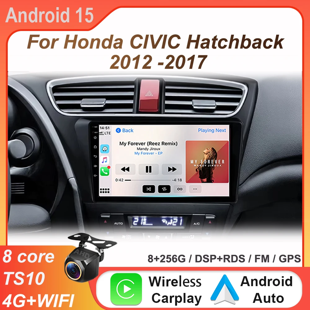 Android 15 Auto For Honda CIVIC Hatchback 2012 -2017 Car radio GPS navigation Stereo video Multimedia Player 2Din DVD Head Unit
