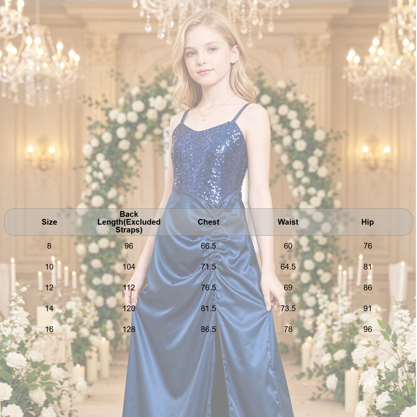 Flower Girls Dresses Wedding Party Gown Spaghetti Straps Sequins Ruched Satin Junior Bridesmaid Dress First Communion Dresses 6