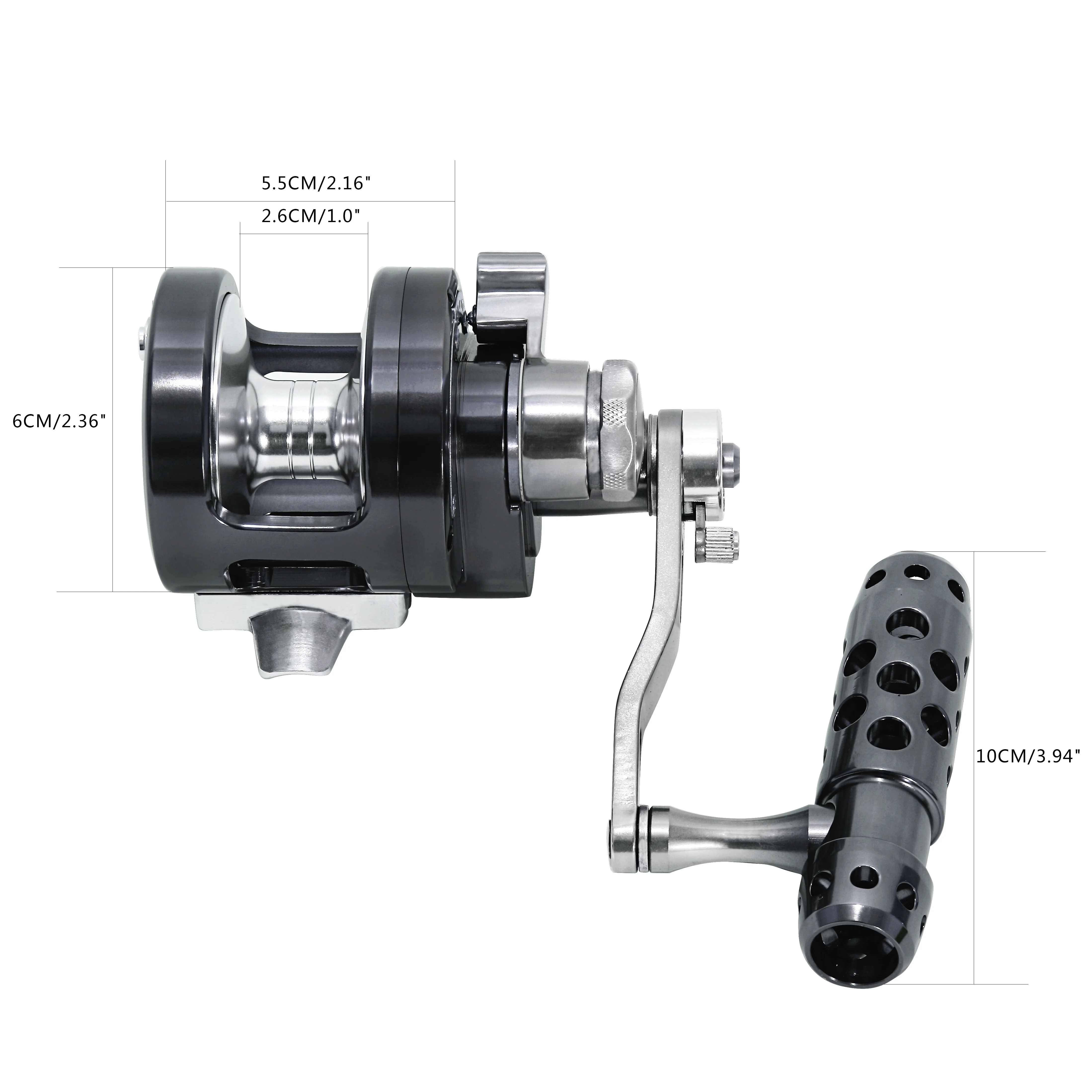 Two Speed Lever Drag Jigging Reel 30LB/14KG for Ocean Boat Big Game Fishing Overhead Fishing Reel All CNC Machined Aluminum