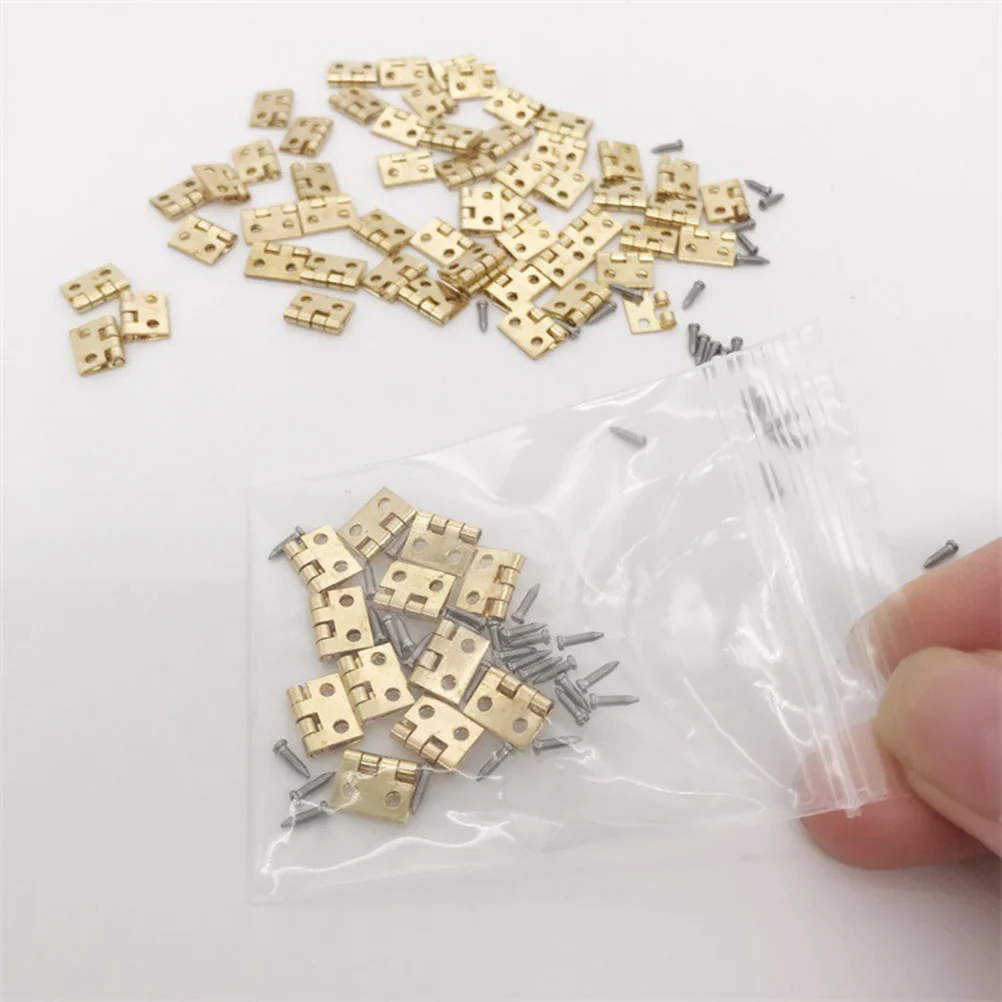 12 Uds Mini bisagras para casa Material de aleación artesanía exquisita bisagra en miniatura ligera decoración de muebles niños