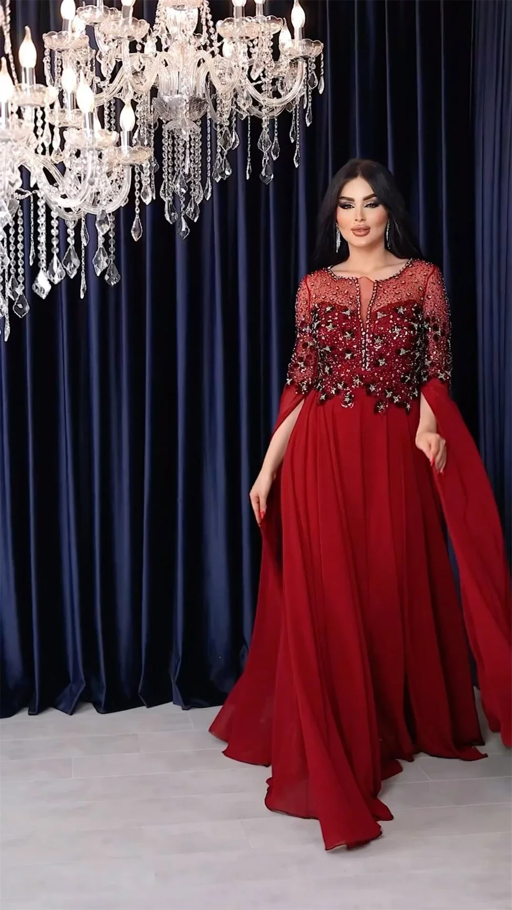 Abito da sera personalizzato Arabia Saudita Cinghie trasparenti formali A-line Gonne lunghe fino al pavimento Abiti per occasioni su misura Dearin Ye Prom Dres