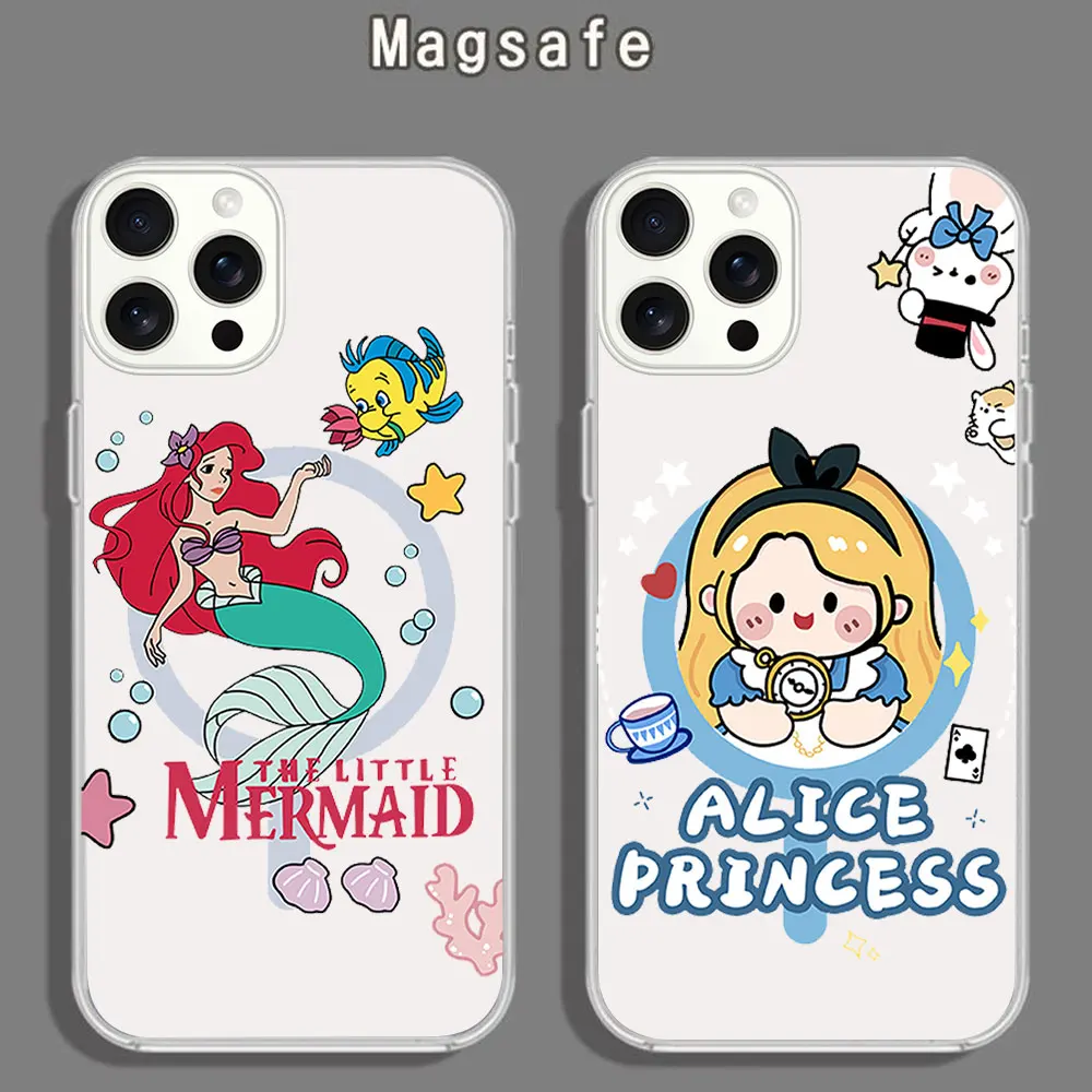 MINISO Snow White alice in wonderland Phone Case for iPhone 12 11 13 14 15 16 Max Pro Plus Magsafe Magnetic Wireless Cover