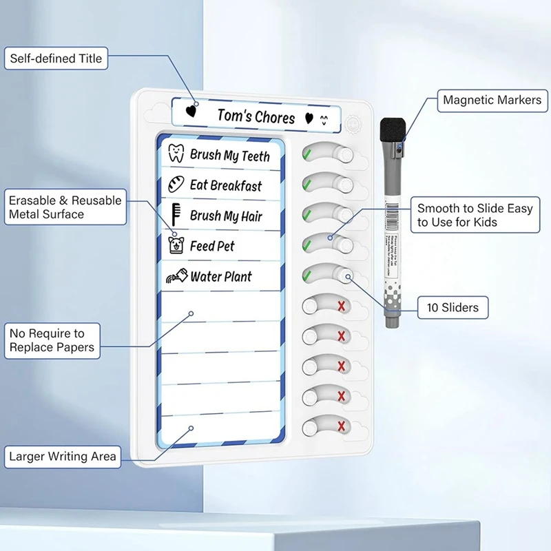 Lösch bare Aufgaben tabelle für Kinder für Kinder, um Liste Routine aufgaben Planungs tafel mit magnetischen Aufklebern Kühlschrank Magnet langlebig zu tun