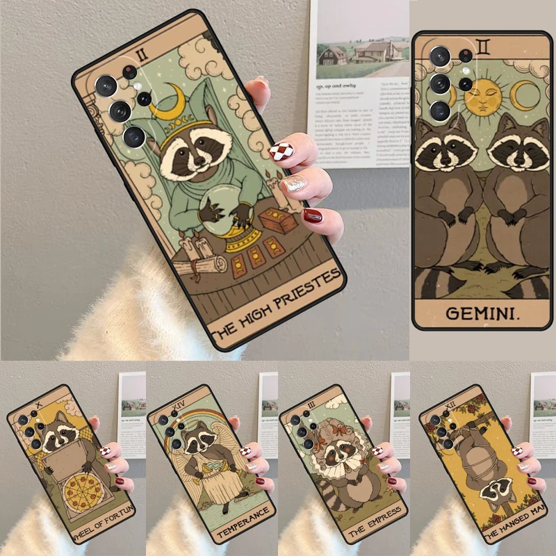 

Raccoon Art Tarot phone case Cover For Samsung Galaxy S24 S25 Ultra S21 S22 Ultra S10E Note 10 Plus Note 20 FE S23