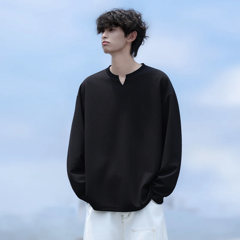 

Мужской пуловер большого размера Single Road, 2025 год, городской повседневный однотонный Harajuku в стиле хип-хоп Y2K, японская уличная одежда, корейские модные толстовки