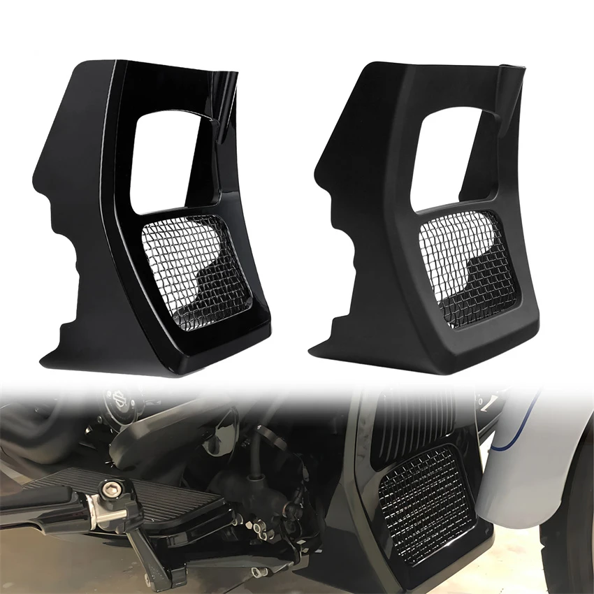 Motorcycles Fairing Front Spoiler Radiator Chin Cover Set Oil Cooler For Harley Davidson Street Glide Road King 2017-2023