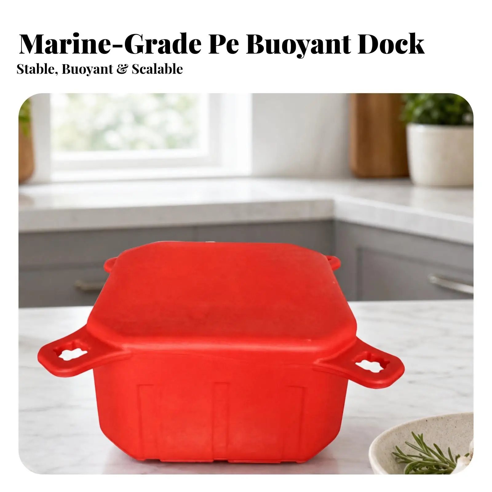 Floating Platform Pontoon HDPE Dock Float Module with Side Connection Handles for Swimming Deck Marina Walkway