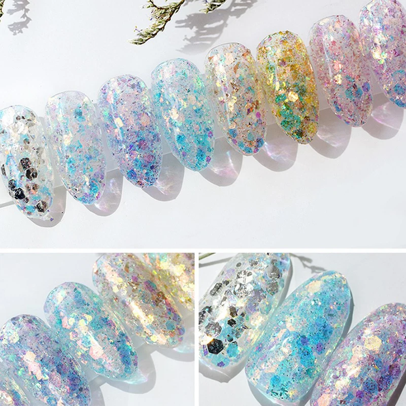 6 Grids/Bag Nail Art Sequins Colorful Nail Polish Flakes Foils For Manicures