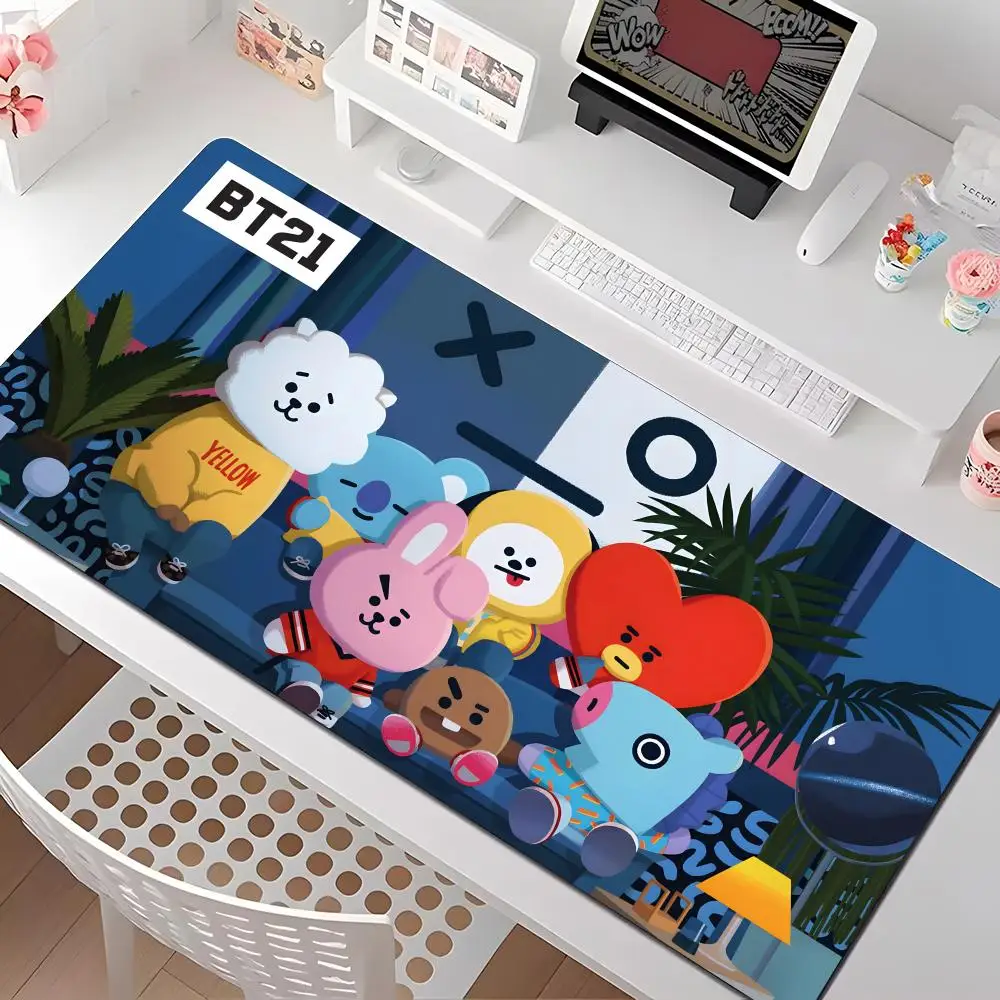 

Симпатичный коврик для мыши с логотипом B-bt21-S, несколько размеров, большие квадратные коврики для компьютера, офиса, игрового стола, резиновые противоскользящие коврики для мыши
