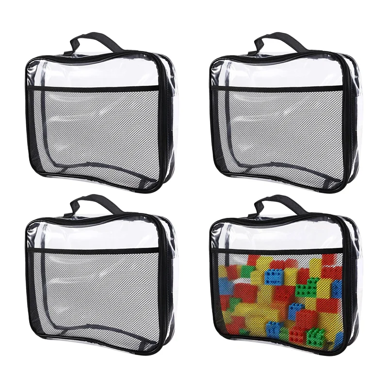 

ABHS-прозрачная сумка-органайзер на молнии из ПВХ (4 шт.) для кирпичей, набор блоков, водонепроницаемый чехол для переноски настольных игр