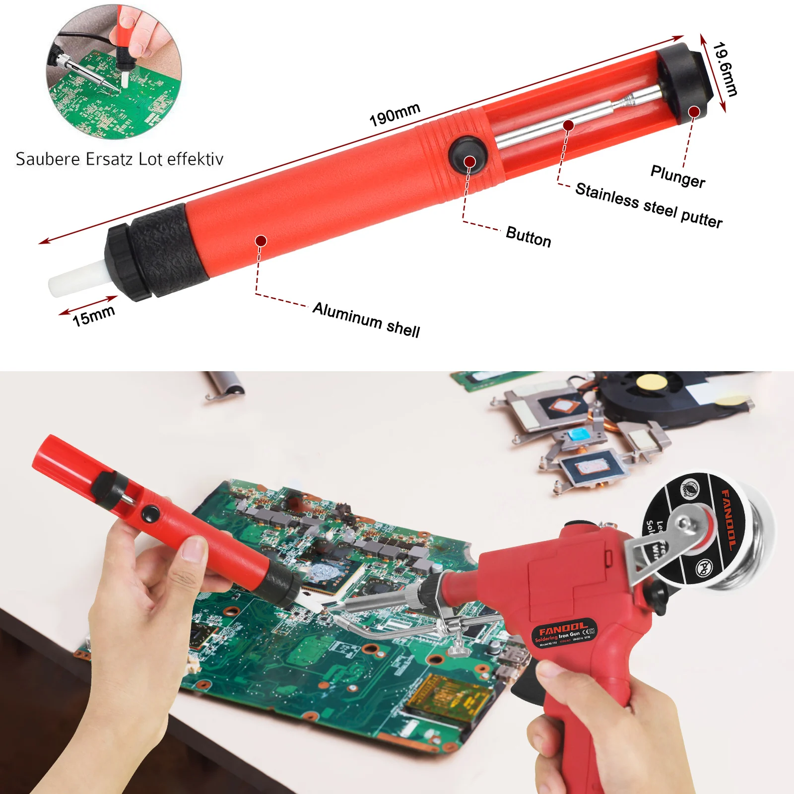 NEWACALOX 60W 110V/22V Automatic Soldering Gun Hand-held Soldering Iron Kit Welding Tool for Circuit Board, Electronic Repair