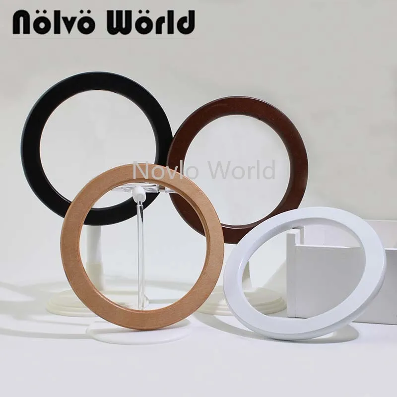 2-10-20 pieces,14cm 4 colors natural wood tabular edge round handle,white knit bags circle ring wooden rounden handles