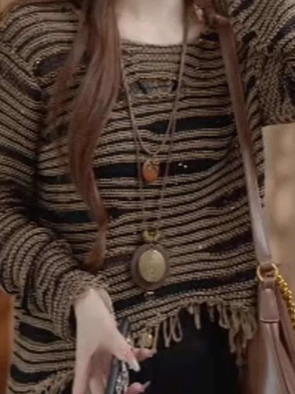 

plus Size Knitted Long Sve Loose Women's Top Irregular Design Slimming Effect Vintage Sle High Waist Autumn Faion