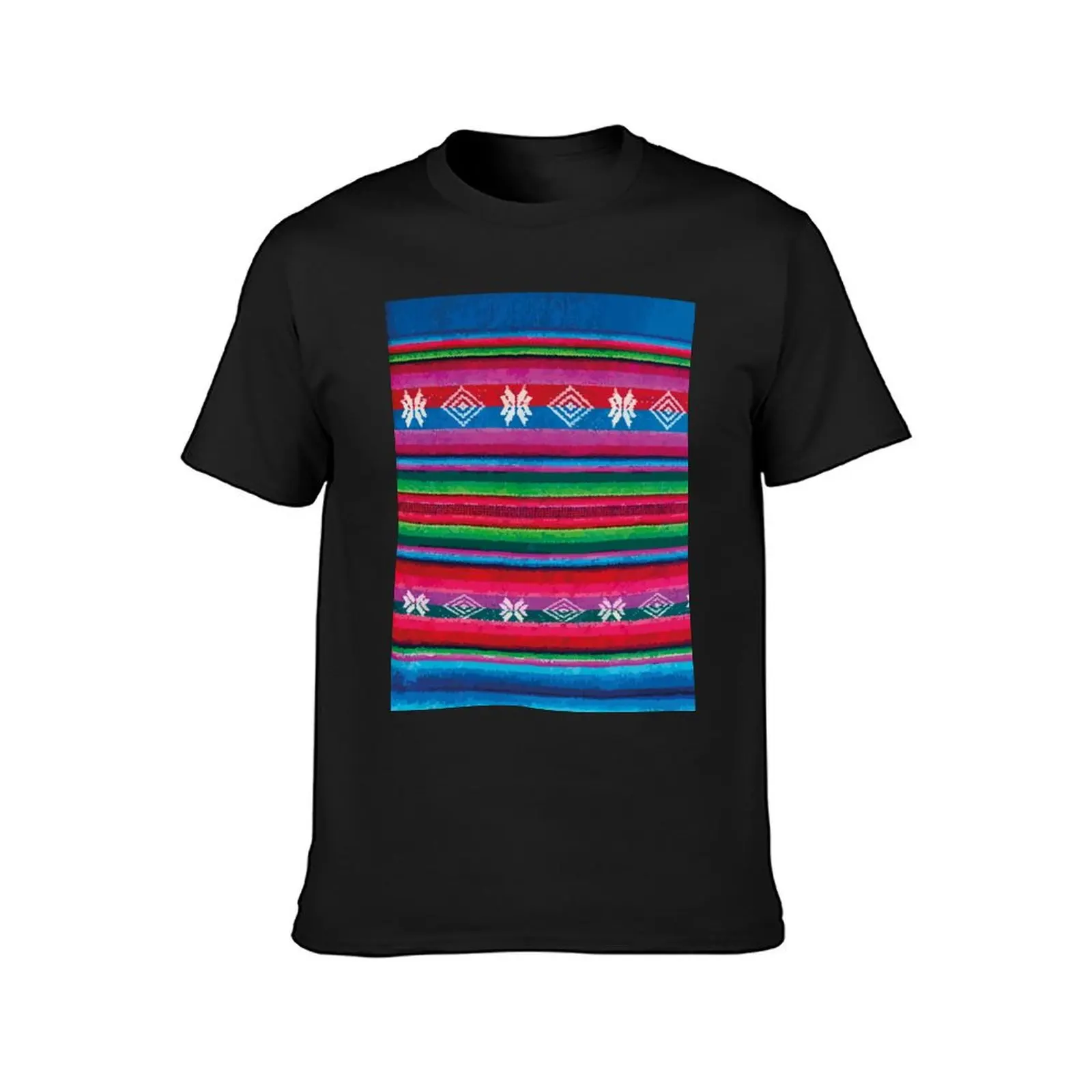 Mexican serape embroidered poncho fabric rainbow maximalist decor T-Shirt customizeds sublime baggy shirts anime shirts men