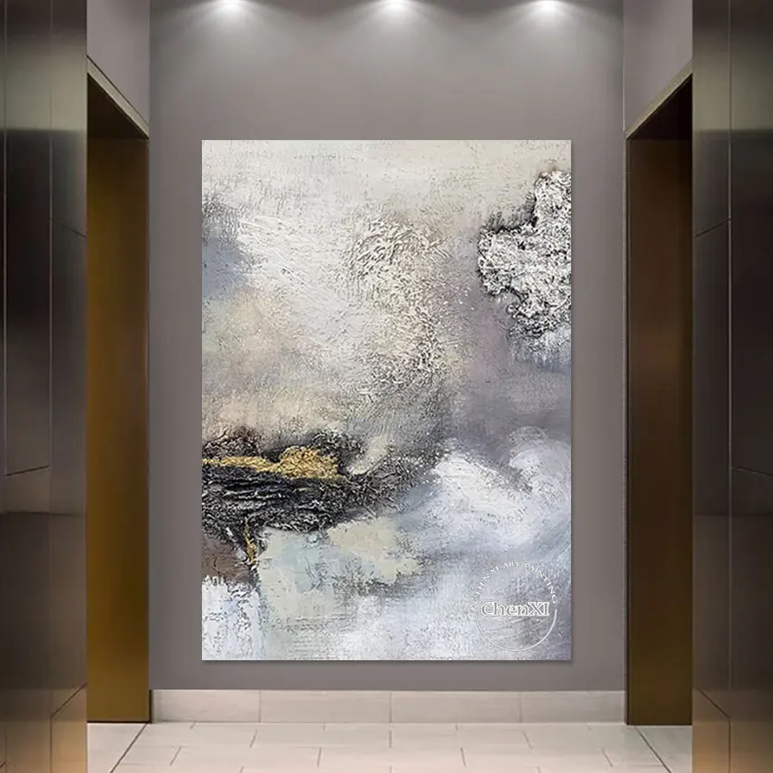 

Modern New Canvas Picture Handmade Texture Gray Large Oil Painting Fashional Murals Canvas Wall Hangings Artwork For Hotel