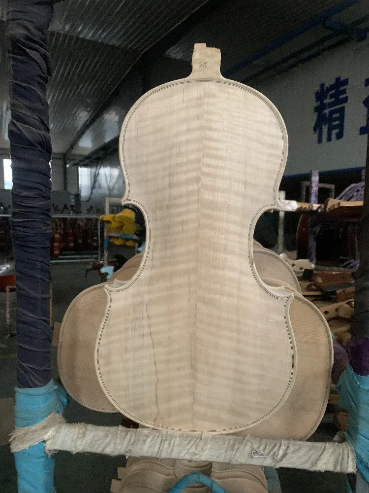 16.5-inch unfinished white viola, viola body, upper half of European maple and fir