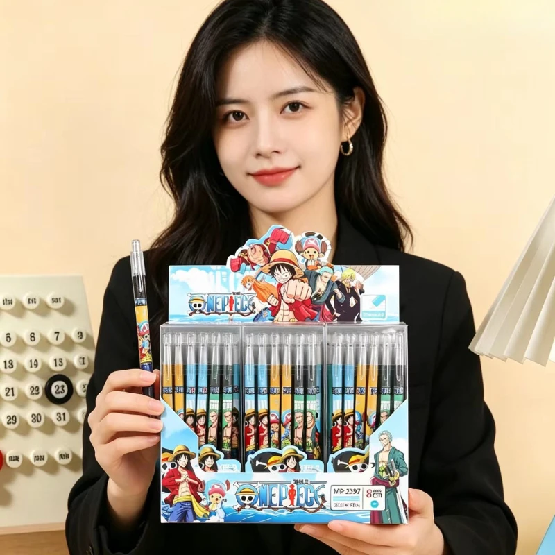 Image of 12/24 Stück Neue Super Anime One Piece Radierbare Stifte, Kristallblauer Gelstift, Cartoon-Charakter Schreibwaren, Geschenk-Überraschungsbox Spielzeug