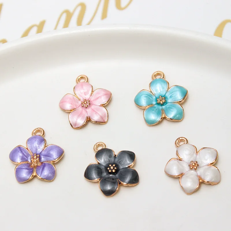 3Pcs Cute Enamel Flowers Charms Colorful Alloy Sakura Pendant For Earrings Necklaces Key Chains Jewelry Making DIY Accessories электрощипцы sakura sa 4521p