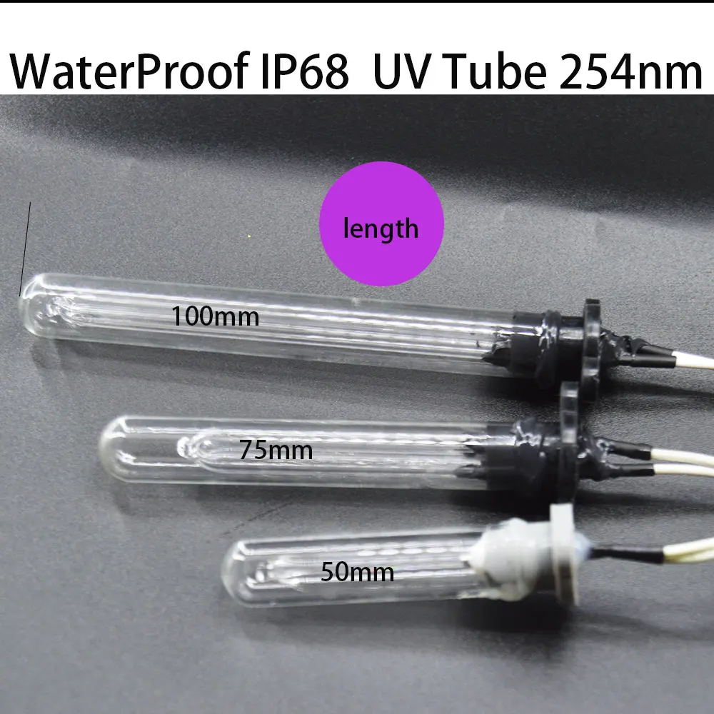 Waterproof UV Tube IP68 For Fish Tank Water Treatment Sterilizer Light 2W Plug DC5V Driver Base Linear UVC Ultraviolet lamp Bulb