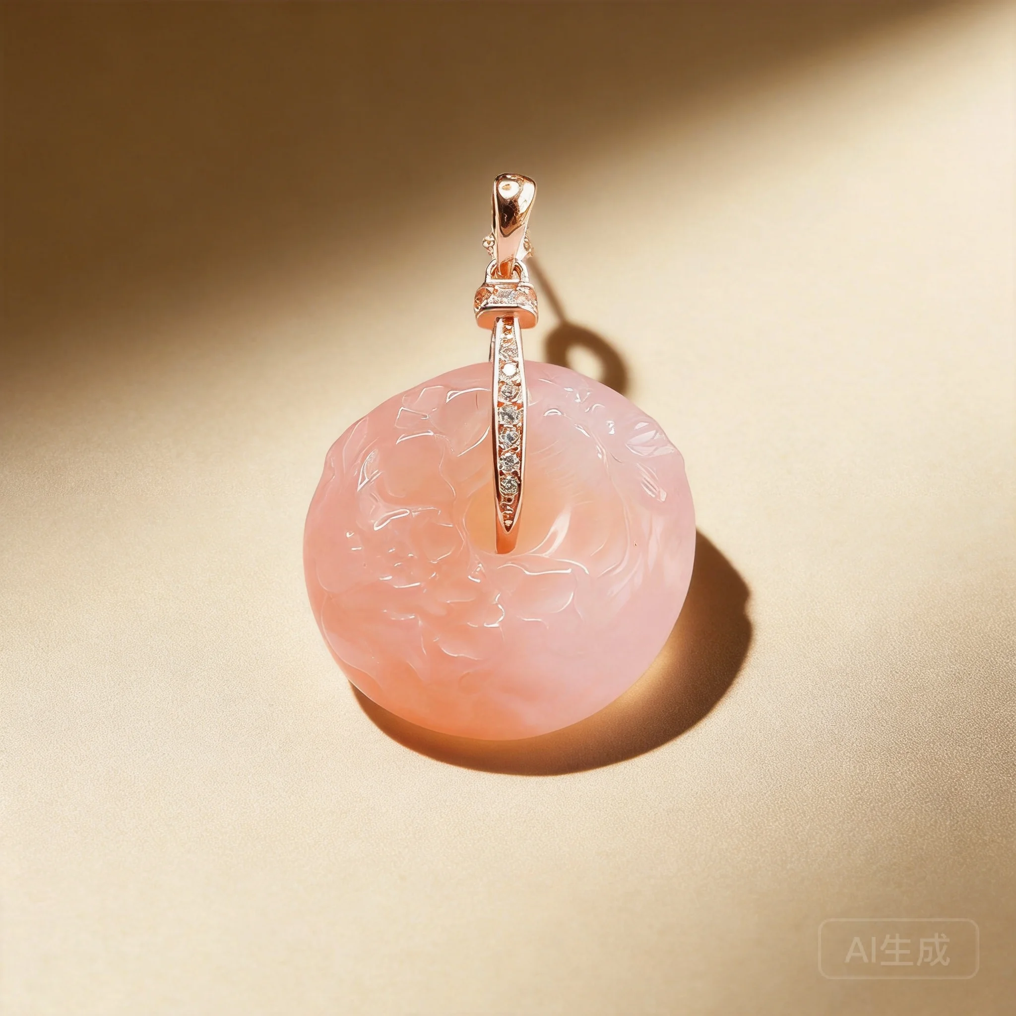 Chinese Style Lucky Blessing 23mm Natural Yanyuan Agate Peace Buckle Pendant S925 Silver Rose Gold Plated Inlaid Zircon Fortune