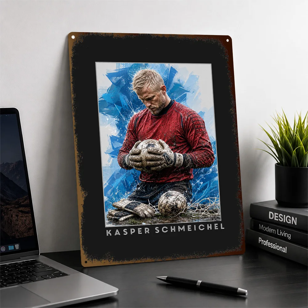 Kasper Schmeichel Football Textured Poster Personalized Aluminum Metal Sign Club Legacy Style Wall Art Made For Dedicated Fans