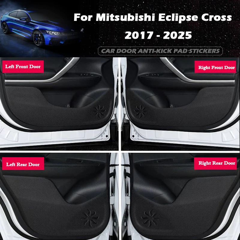 For Mitsubishi Eclipse Cross 2017-2025 Car Door Anti Kick Pad Leather Sticker Glove Box Film Anti-dirty Protective Accessories