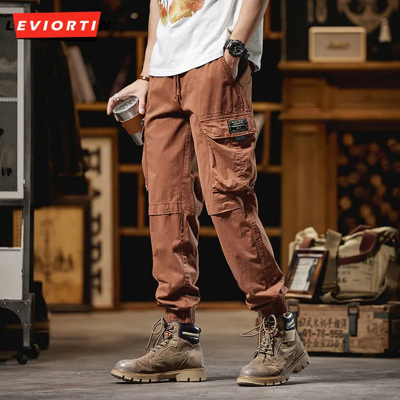 

Осенние мужские американские ретро-модные модные брендовые свободные брюки с переплетом для ног, горная серия, рабочие брюки с карманами на молнии для отдыха на открытом воздухе
