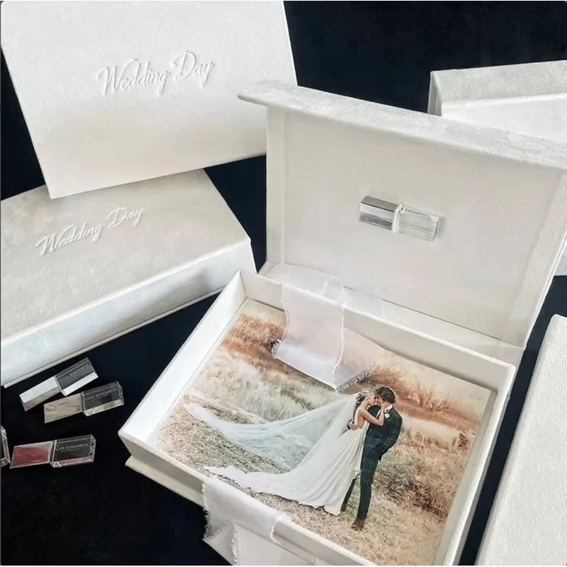 

Custom Photo Box Set, 4x6, 5x7, 8x10 inches, Wedding Photography Storage, Velvet and USB Options