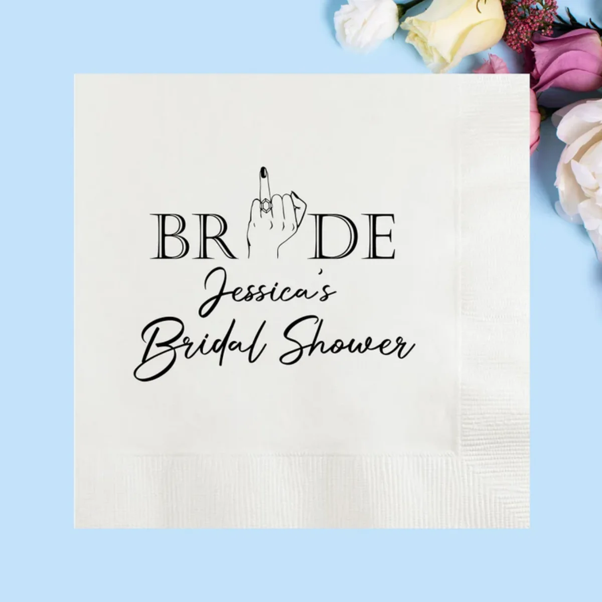 

Custom Wedding Finger Bachelorette Napkins, Personalized Bride Finger Bride Shower Decor, Bridal Shower Napkins, Bride To Be, En
