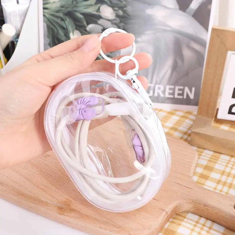 With Keychain Phone Charger Bag Storage Transparent Data Cable Storage Bag Portable PVC Digital Storage Bag Data Cable